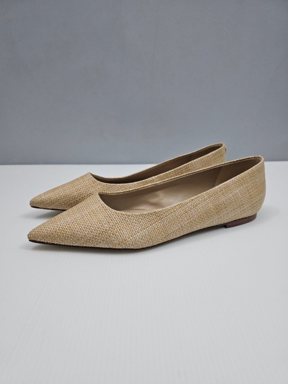 Sam Edelman Wanda Raffia Pointed Toe Flats Womens 8.5 Cream Woven Neutral
